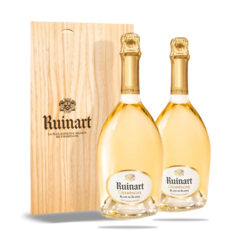 RuinartBlanc de Blancs Coffret en bois de 2 bouteilles