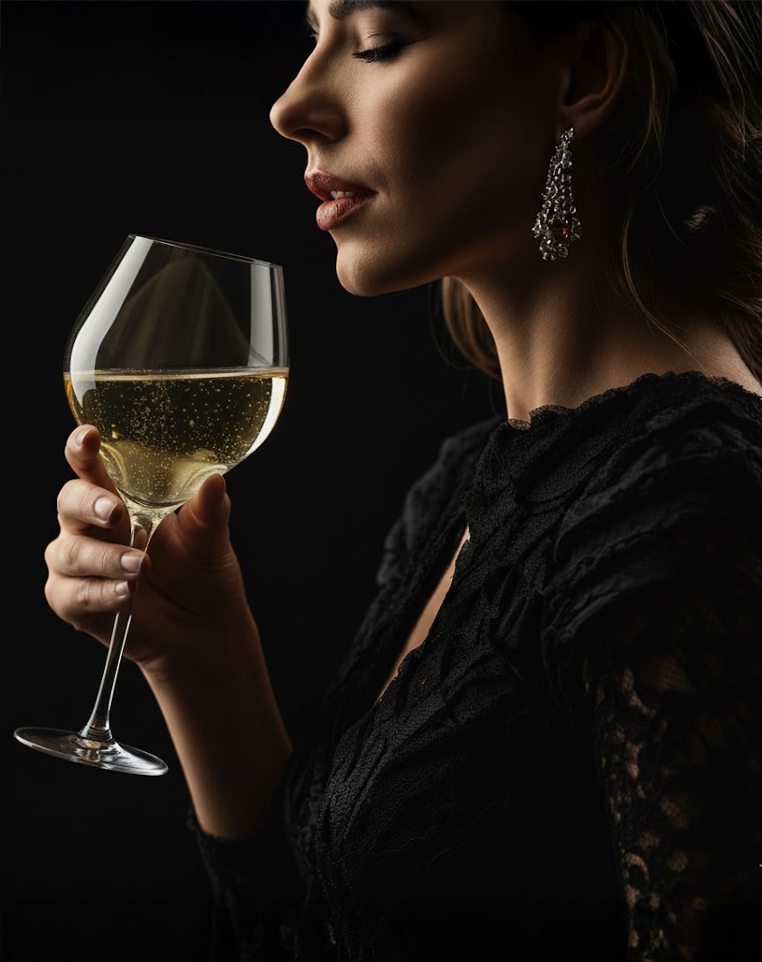 dégustation verre de champagne femme